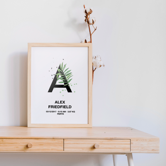 [Personalised] Tropical Letter Birth Printable